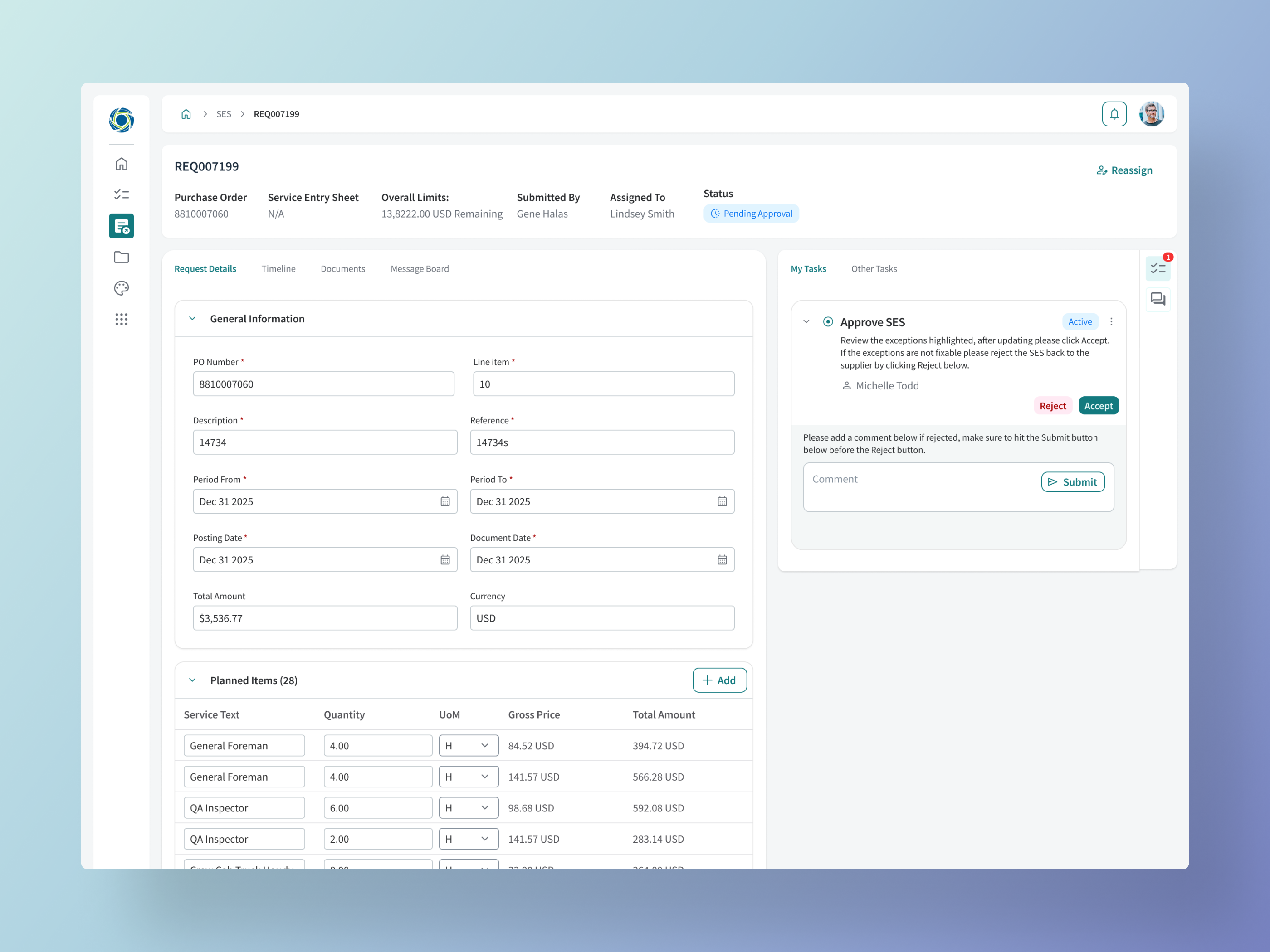 Rio approval workflow interface