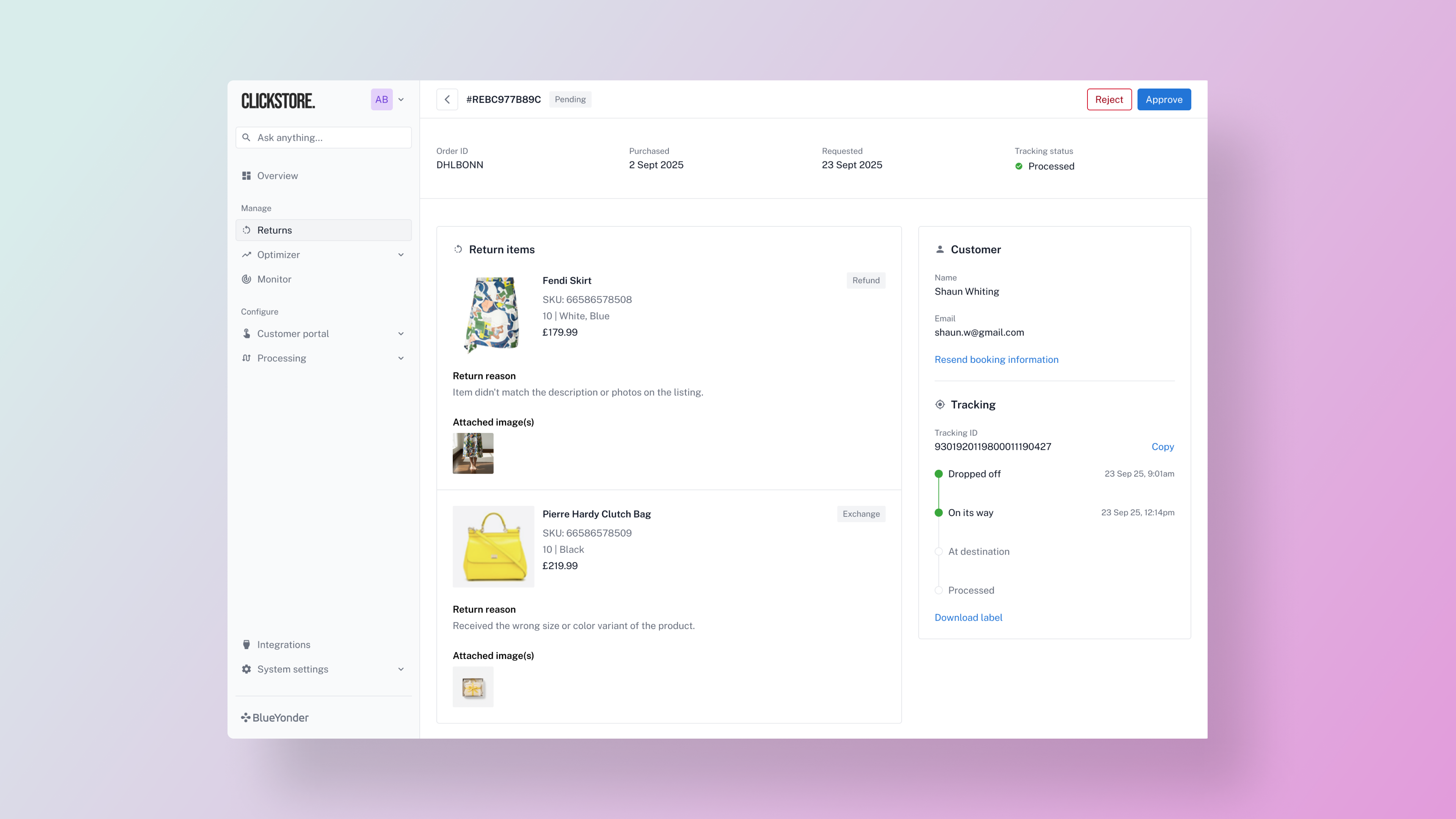 Returns platform overview interface