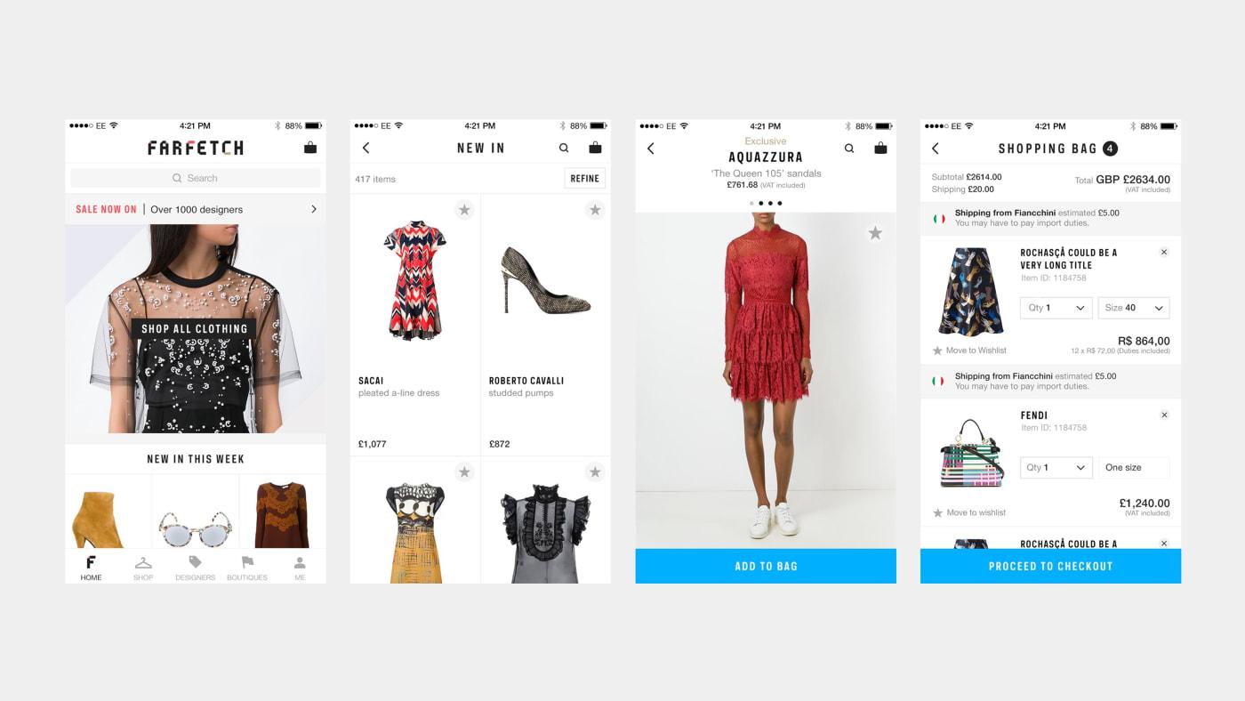 Farfetch Mobile + Store of the Future interface