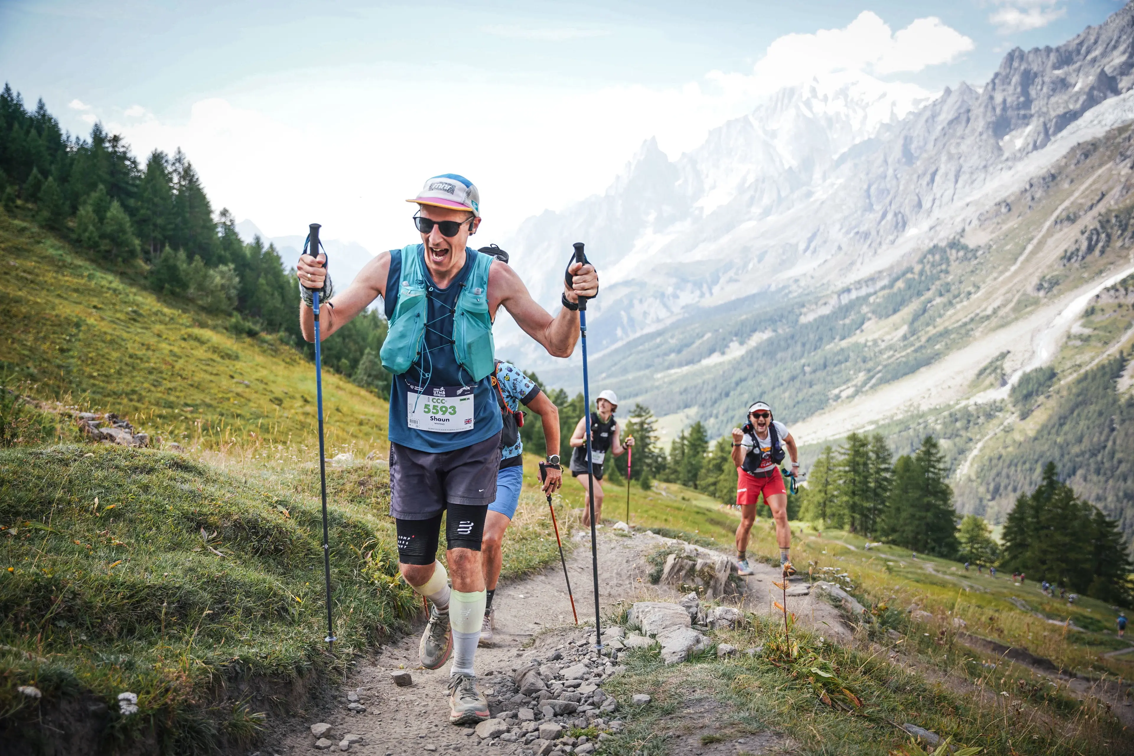 Shaun Whiting running UTMB 100k in the mountains
