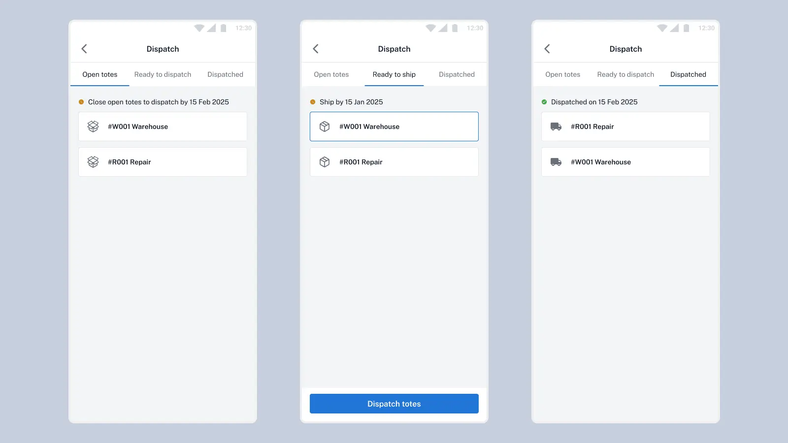 Store processing dispatch interface